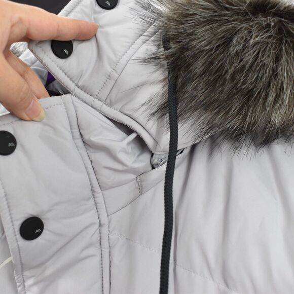 Andrew Marc NWT Tremont Water Resistant Down Quilted Parka Faux Fur Trim Moon L - Picture 5 of 10